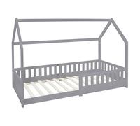 ML-Design Lit Cabane Enfant 90x200 cm Gris Clair en Bois Massif avec Protection Contre la
