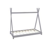ML-Design Lit d'Enfants Tipi 80x160 cm avec Sommier à Lattes, Bois Massif Gris Clair,