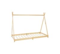 ML-Design Lit d'enfants Tipi 90x200 cm avec Sommier à Lattes, Bois Massif, Naturel, Tente Indien de Jeu Intérieur, Cadre pour Fille et Garçon, Stable, Robuste, Simple d`Adolescents