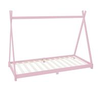 ML-Design Lit d'Enfants Tipi 90x200 cm avec Sommier à Lattes, en Bois Massif, Rose, Lit Tente Indien, Cadre de Lit pour Fille et G