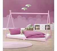 ML-Design Lit d'enfants Tipi 90x200 cm avec Sommier à Lattes, en Bois Massif, Rose, Tente Indien de Jeu Intérieur, Cadre pour Fille et Garçon, Stable, Robuste, Simple d`Adolescents