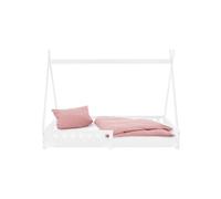 ML-Design Lit d'Enfants Tipi 90x200 cm Blanc avec Protection Antichutes et Sommier à Blanc G