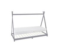 ML-Design Lit d'Enfants Tipi 90x200 cm Gris Clair avec Matelas à Mousse Froide, H:16 cm, Hellgrau G