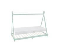 ML-Design Lit d'Enfants Tipi 90x200 cm Vert Menthe avec Matelas à Mousse Froide, H:16 cm,