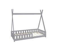 ML-Design Lit d'Enfants Tipi Gris Clair avec Protection Contre les Chutes en Bois de Pin