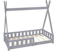 ML-Design Lit d'Enfants Tipi Gris Clair avec Protection Contre les Chutes en Bois de Pin Gris G
