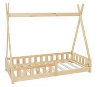 ML-Design Lit d'Enfants Tipi Naturel avec Protection Contre les Chutes en Bois de Pin Braun G