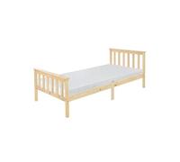 ML-Design Lit en Bois de Pin Massif 90x200 cm Naturel avec Matelas à Mousse Froide, H:16