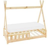 ML-Design Lit Enfant Tipi 70x140 cm Naturel avec Matelas à Mousse Froide Polyester, Housse Braun G