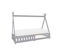 ML-Design Lit Enfant Tipi 90x200 cm Gris Clair avec Matelas à Mousse Froide Polyester,