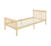 ML-Design Lit Simple 90x200 cm avec Cadre et Sommier à Lattes, en Bois de Pin Massif Naturel, avec Tête et Pieds, Construction Solide et Robuste, Mobilier pour Enfants, Adultes ou Invité