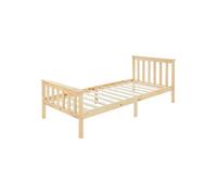 ML-Design Lit Simple 90x200 cm avec Cadre et Sommier à Lattes, en Bois de Pin Massif Naturel, avec Tête et Pieds, Construction Solide et Robuste, Mobilier pour Enfants, Adultes ou Invité