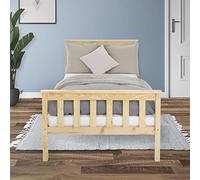 ML-Design Lit Simple 90x200 cm avec Cadre et Sommier à Lattes, en Bois de Pin Massif Naturel, avec Tête et Pieds, Construction Solide et Robuste, Mobilier pour Enfants, Adultes ou Invité