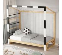 ML-Design Lit Simple pour Enfants But de Football Handball, 80x160 cm, en Bois de Pin Massif, avec Sommier à Lattes, Cadre sans Matelas, Couchage Fille Garçon Chambre à Coucher, Thème Sport