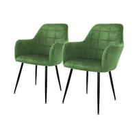 ML-Design Lot 2 Chaises - Vert velours