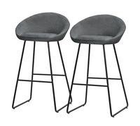 ML-Design Lot 2 Tabourets de Bar en Tissu Anthracite, H 75 cm, Chaises de Comptoir Rembourrées, avec Dossier et Repose-Pieds, Piètement Métal Robuste, Sièges Hauts Confortables Cuisine Îlot Bistrot