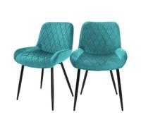 ML-Design Lot 2x Chaises de Salle à Manger Turquoise, Style Moderne/Retro, Dossier et Accoudoirs Rembourrée Aspect Velours, Pieds en