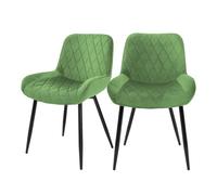 ML-Design Lot 2x Chaises de Salle à Manger Vert, Style Moderne/Retro, Dossier et Accoudoirs Rembourrée Aspect Velours, Pieds en
