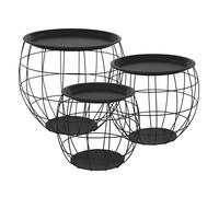 ML Design Set de 3 tables d'appoint - Noir
