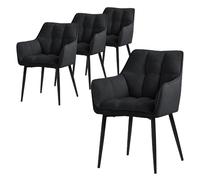 ML-Design Lot 4 Chaises Salle à Manger Noires