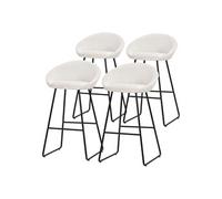 Lot 4 tabourets de bar ML-Design en tissu beige hauteur 75 cm avec dossier et repose-pieds en métal