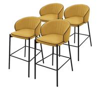 ML-Design Lot 4 Tabourets de Bar en Tissu Moutarde, Hauteur 76cm, Chaises de Comptoir Rembourrées, Dossier Arrondi et Repose-Pieds, Structure Métallique, Sièges Hauts Confortables Cuisine Îlot Bistrot
