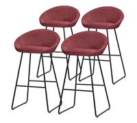 ML-Design Lot 4 Tabourets de Bar en Tissu Rouge, Hauteur 75 cm, Chaises de Comptoir Rembourrées, avec Dossier et Repose-Pieds, Piètement Métal Robuste, Sièges Hauts Confortables Cuisine Îlot Bistrot