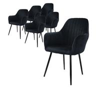 ML-Design Lot 6x Chaises - Noir