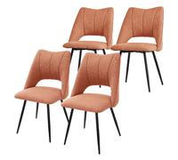 ML-Design Lot de 4 Chaises de Salle à Manger Orange, Assise en Polyester, Chaise Rembourrées avec Dossier et Pieds Métalliques Noirs, Fauteuils Modernes pour Bureau, Salon, Salle à Manger et Cuisine
