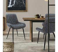 ML-Design Lot de 2 Chaises de Salle à Manger, avec Dossier et Accoudoirs, Anthracite, Assise en Simili PU, Pieds en Métal, Chaise Rembourrée de Cuisine Salon Bureau, Matériel de Montage Inclus