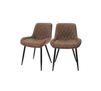 ML-Design - Lot de 2 chaises de salle à manger, marron, accoudoirs, assise synthétique, pieds métal