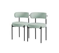 ML-Design Chaises de Cuisine en Tissu Teddy Vert - Lot de 2