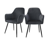 ML-Design Lot de 2 chaises en velours - Gris