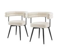 ML-Design Lot de 2 Chaises Pivotantes, Beige en Tissu Teddy Pieds en métal