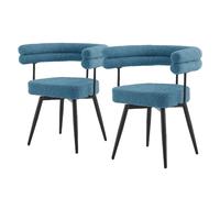 ML-Design Lot de 2 Chaises Pivotantes, Bleu en Tissu Teddy Pieds en métal