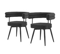 ML-Design Lot de 2 Chaises Pivotantes, Gris Foncé en Tissu Teddy Pieds en métal