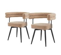 ML-Design Lot de 2 Chaises Pivotantes, Marron en Tissu Teddy Pieds en métal