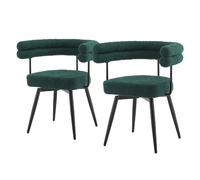 ML-Design Lot de 2 Chaises Pivotantes, Vert Foncé en Tissu Teddy Pieds en métal