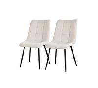 ML-Design Set de 2 Chaises de Salle à Manger Beige, avec Revêtement en Tissu Polyester et Pieds Métalliques Noirs, Chaises de Cuisine avec Dossier, Chaises Rembourrées pour Salon Bureau, Kit Montage
