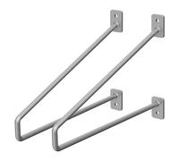 ML-Design Lot de 2 Équerres d'Étagère 265 mm, en Acier, Argent, Style Industriel, Console Murale Decorative, Forme Épingle à Cheveux, Support Robuste pour Étagères Murales, Matériel de Montage Inclus