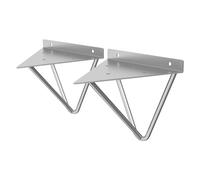 ML-Design Lot de 2 Pièces de Support d'Étagère, 160mm, en Métal, Gris, Forme Triangulaire, Design Industriel, Équerre d'Étagère Flottante pour Projets de Bricolage, Matériel de Montage Mural Inclus
