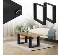 ML-Design Lot de 2 Pieds de Table à Manger 40 x 43 cm Noir, Acier Revêtu par Poudre, Profilés Carrés, Style Industriel, Piètement de Meuble Châssis Cadre Robuste pour Bureau Cuisine Salle Salon