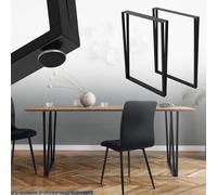 ML-Design Lot de 2 Pieds de Table L50xH71,5 cm, Rectangulaire, Noir, en Acier Peint par Poudrage, Design Industriel, Piètement de Meuble DIY, Patins de Table à Manger, Banc, Bureau