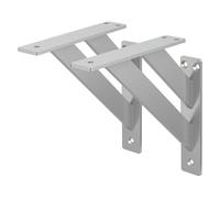 ML-Design Lot de 2 Supports d'Étagère, 180 x 180 mm, en Aluminium, Argent, Double, Style Industriel, Équerre pour Étagères Murales, Flottantes et Projets de Bricolage, Matériel de Montage Inclus