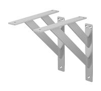 ML-Design Lot de 2 Supports d'Étagère, 240 x 240 mm, en Aluminium, Argent, Double, Style Industriel, Équerre pour Étagères Murales, Flottantes et Projets de Bricolage, Matériel de Montage Inclus
