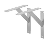 ML-Design Lot de 2 Supports d'Étagère, 240 x 240 mm, en Aluminium, Argent, Style Industriel, Équerre pour Étagères Murales, Flottantes et Projets de Bricolage, Matériel de Montage Inclus