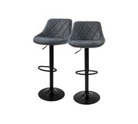 ML-Design Lot de 2 Tabourets de Bar en Simili, Anthracite, Chaise Rembourrée avec Dossier et Repose-Pieds, Réglable en Hauteur 62-82 cm, Pivotante à 360°, Tabouret de Comptoir, Cuisine, Bar de Maison