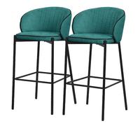 Ml-design Lot de 2 tabourets de bar - Bleu canard