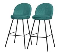 Ml-design lot de 2 tabourets de bar - Bleu canard