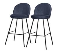 Ml-design Lot de 2 tabourets de bar - Bleu foncé